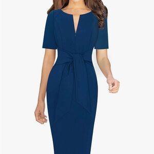 Royal Blue Career Dress w/ Front Tie
